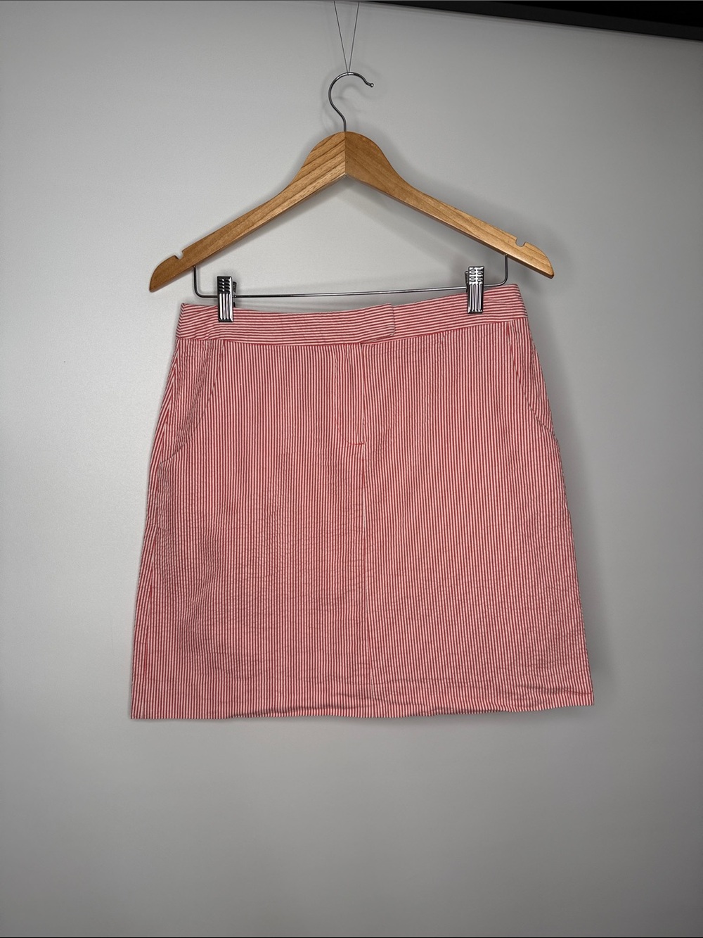 Kenar Red and White Seersucker Skirt Size 6